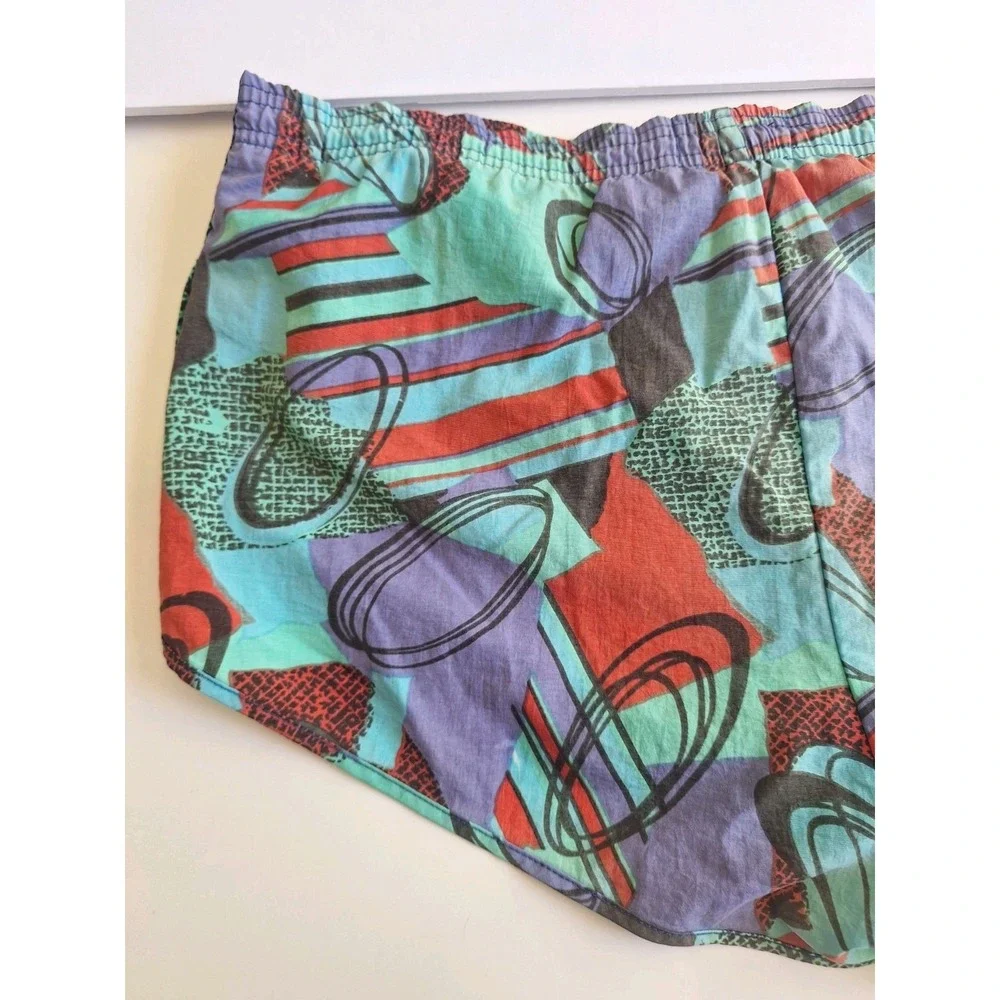 Reebok Vintage Swim Shorts Medium Y2K Multicolor Graphic Vaporwave Trunks USA
